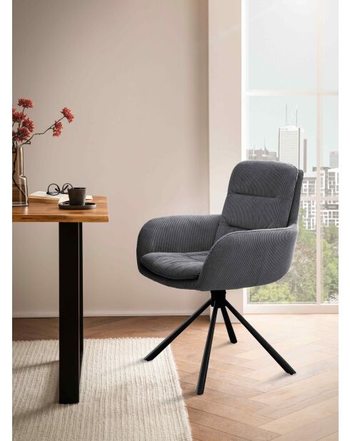 Fever - sillón de pana gris oscuro - 60x64x89 cm