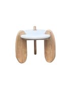 Mesita auxiliar Sit - Holvik blanca, natural - 50x50x50 cm