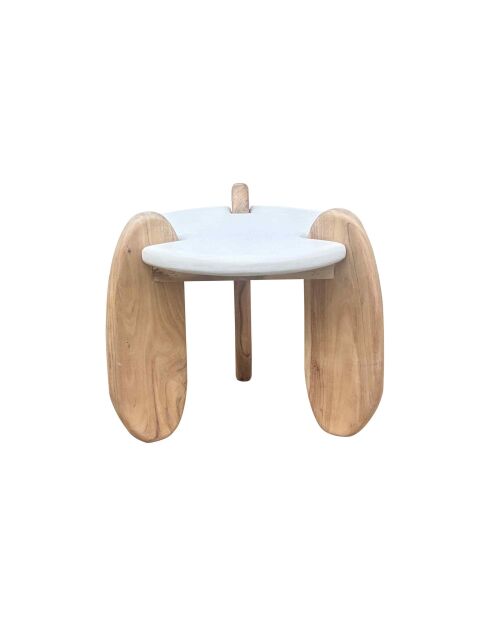 Mesita auxiliar Sit - Holvik blanca, natural - 50x50x50 cm