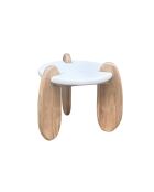 Mesita auxiliar Sit - Holvik blanca, natural - 50x50x50 cm