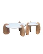 Mesita auxiliar Sit - Holvik blanca, natural - 50x50x50 cm