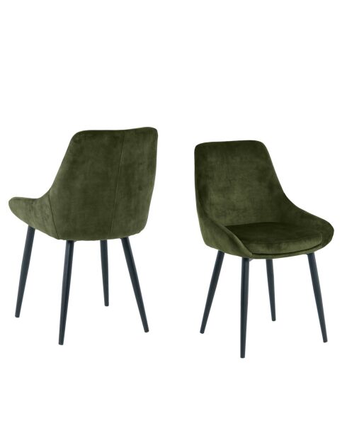 Sit - Set di 2 sedie con rivestimento verde, gambe nere - 48x57x84cm