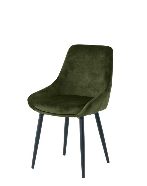 Sit - Set di 2 sedie con rivestimento verde, gambe nere - 48x57x84cm