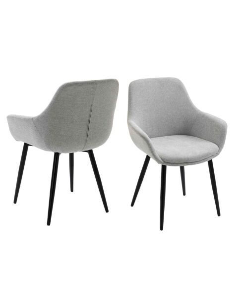 Fever - Set van 2 lichtgrijs/zwarte fauteuils - 64x59x86 cm