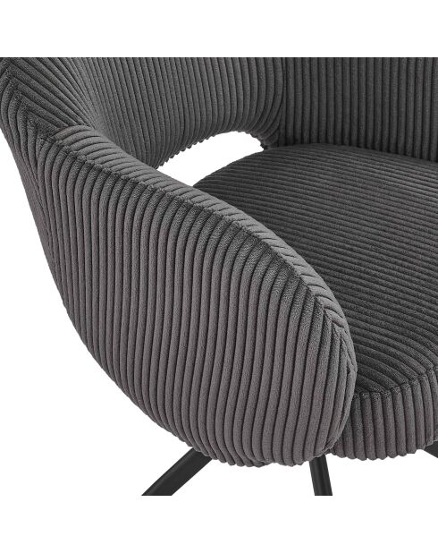 Fever - Fauteuil in donkergrijze cordurolook - 58x60x84 cm