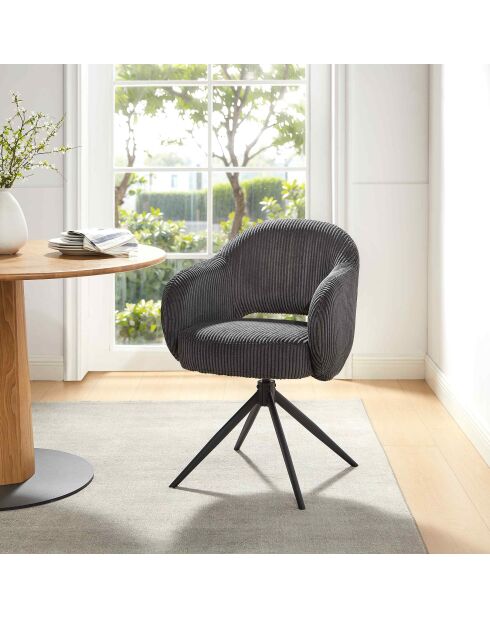 Fever - Fauteuil in donkergrijze cordurolook - 58x60x84 cm