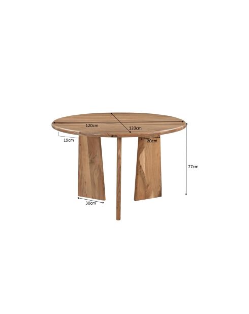 Sit - Table Wave naturel - 120x120x77cm