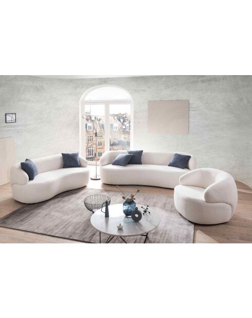 Fever - Poltrona bianca in tessuto riccio - 88x89x69 cm