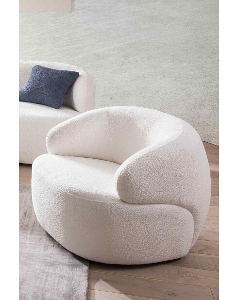 Fever - Poltrona bianca in tessuto riccio - 88x89x69 cm
