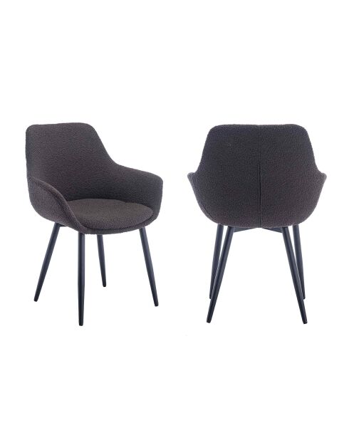 Fever - Set de 2 sillones de tela rizada antracita - 64x59x86 cm