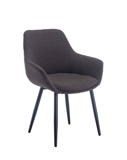 Fever - Set de 2 sillones de tela rizada antracita - 64x59x86 cm