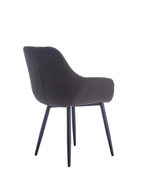 Fever - Set de 2 sillones de tela rizada antracita - 64x59x86 cm