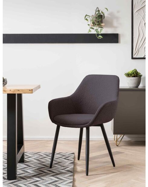 Fever - Set de 2 sillones de tela rizada antracita - 64x59x86 cm