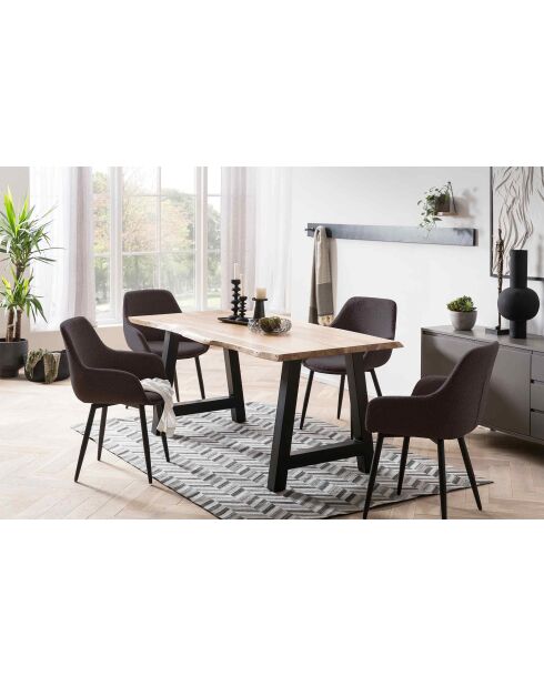 Fever - Set de 2 sillones de tela rizada antracita - 64x59x86 cm