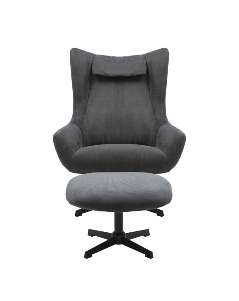 Fever - Fauteuil et tabouret cordon gris noir - 82x85x106 cm