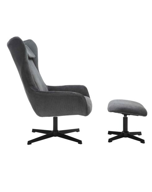 Fever - Fauteuil et tabouret cordon gris noir - 82x85x106 cm