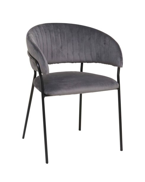 Fever - Chaise en velours grise avec dossier matelassé - 55x50x80 cm