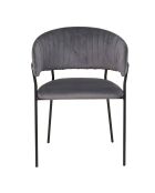 Fever - Chaise en velours grise avec dossier matelassé - 55x50x80 cm