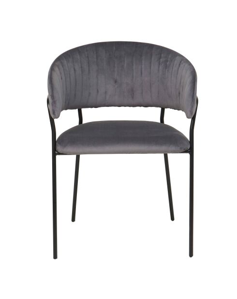 Fever - Chaise en velours grise avec dossier matelassé - 55x50x80 cm