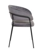 Fever - Chaise en velours grise avec dossier matelassé - 55x50x80 cm