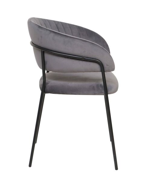 Fever - Chaise en velours grise avec dossier matelassé - 55x50x80 cm