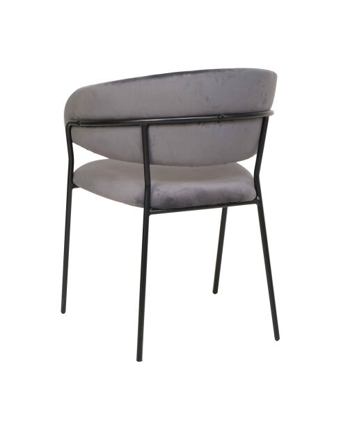 Fever - Chaise en velours grise avec dossier matelassé - 55x50x80 cm