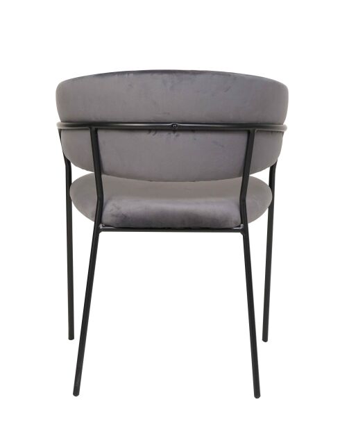Fever - Chaise en velours grise avec dossier matelassé - 55x50x80 cm