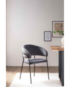 Fever - Chaise en velours grise avec dossier matelassé - 55x50x80 cm