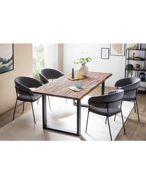 Fever - Chaise en velours grise avec dossier matelassé - 55x50x80 cm