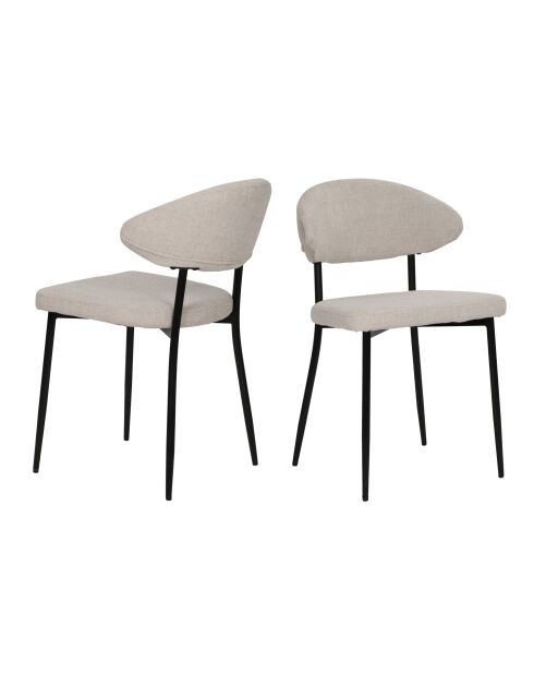 Sit - Lot de 2 chaises Sit&Chairs revêtement beige, pieds noirs mats - 56x53x82cm