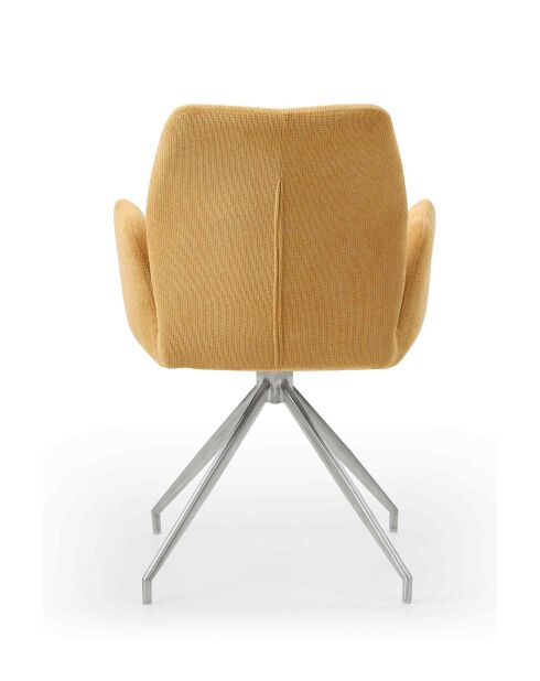 Fever - Poltrona con funzione girevole a 180° giallo senape e argento - 60x62x89 cm