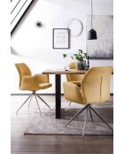 Fever - Poltrona con funzione girevole a 180° giallo senape e argento - 60x62x89 cm