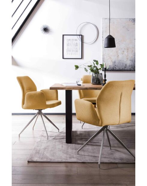 Fever - Poltrona con funzione girevole a 180° giallo senape e argento - 60x62x89 cm