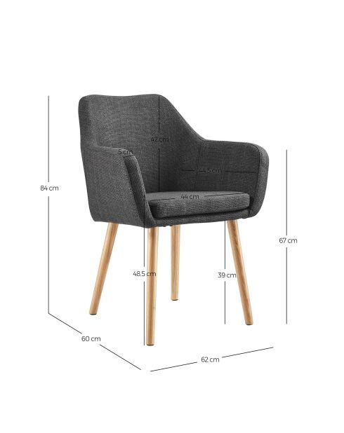 Fever - Fauteuil tissu structurel gris foncé - 62x60x84 cm