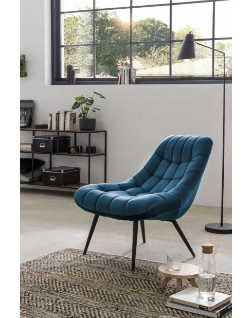 Fever - XXL-Sessel aus samtblauem schwarzem Metall - 76x85,6x85,6 cm