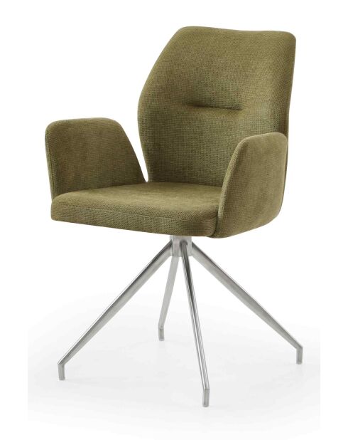 Fever - Poltrona con funzione girevole a 180° verde militare/argento - 60x62x89 cm