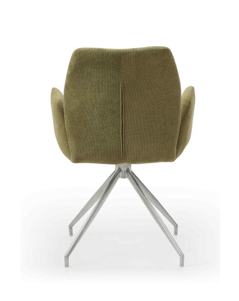 Fever - Poltrona con funzione girevole a 180° verde militare/argento - 60x62x89 cm