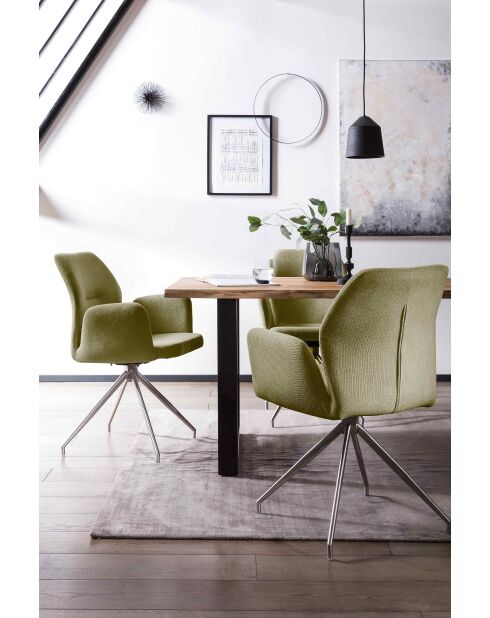 Fever - Poltrona con funzione girevole a 180° verde militare/argento - 60x62x89 cm