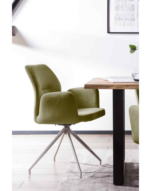 Fever - Poltrona con funzione girevole a 180° verde militare/argento - 60x62x89 cm