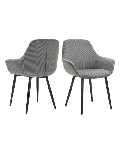 Fever - Chaise aspect cordon, lot de 2 gris/noir - 64x59x86 cm