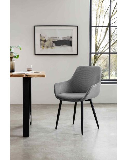 Fever - Chaise aspect cordon, lot de 2 gris/noir - 64x59x86 cm