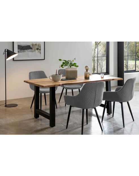 Fever - Chaise aspect cordon, lot de 2 gris/noir - 64x59x86 cm