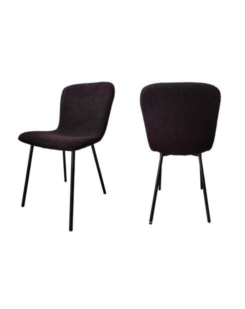 Fever - Lot de 4 chaises look bouclées noires - 44x52x79 cm