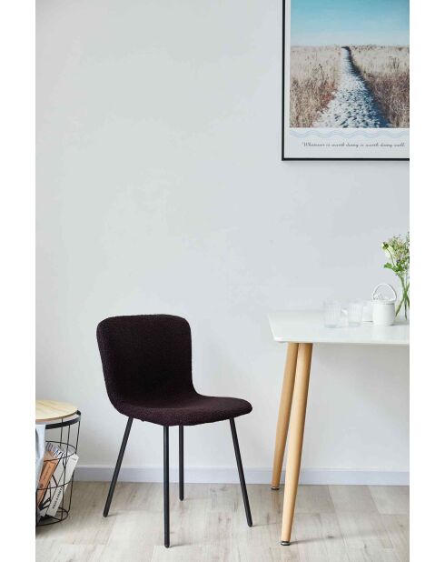 Fever - Lot de 4 chaises look bouclées noires - 44x52x79 cm