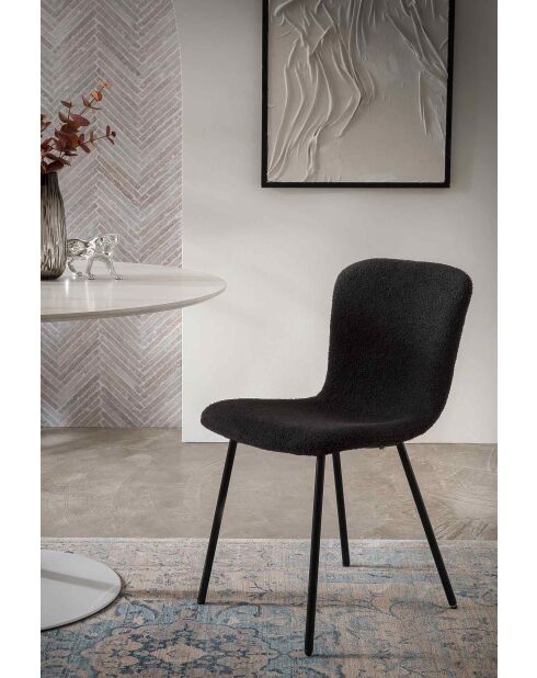Fever - Lot de 4 chaises look bouclées noires - 44x52x79 cm