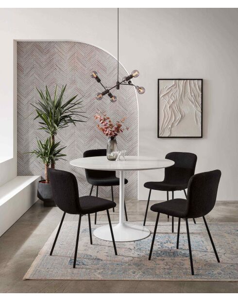 Fever - Lot de 4 chaises look bouclées noires - 44x52x79 cm