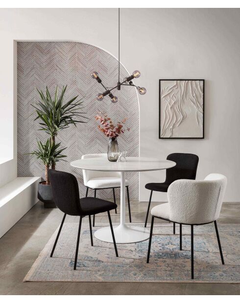 Fever - Lot de 4 chaises look bouclées noires - 44x52x79 cm