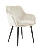 Fever - Chaise de salle à manger velours crème/noir - 61x60x85 cm