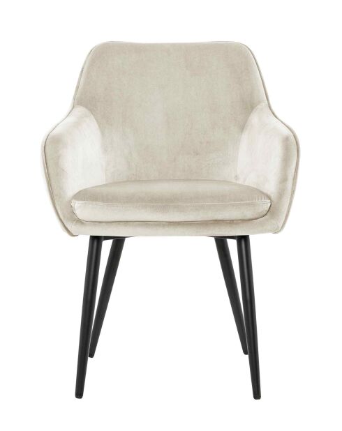 Fever - Chaise de salle à manger velours crème/noir - 61x60x85 cm