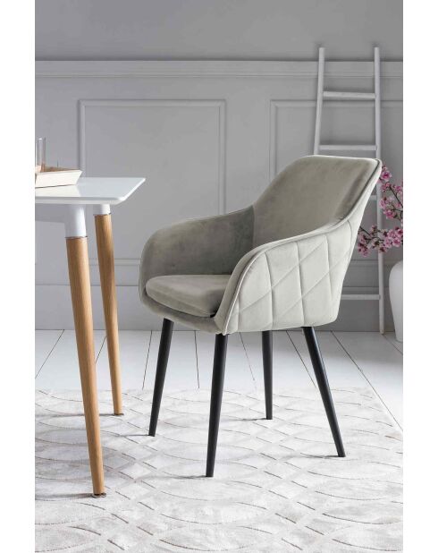 Fever - Chaise de salle à manger velours crème/noir - 61x60x85 cm